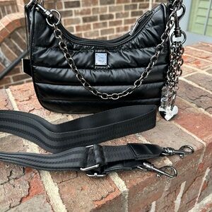 THINK ROYLN Black Quilted Shoulder Bag with Chain Accents